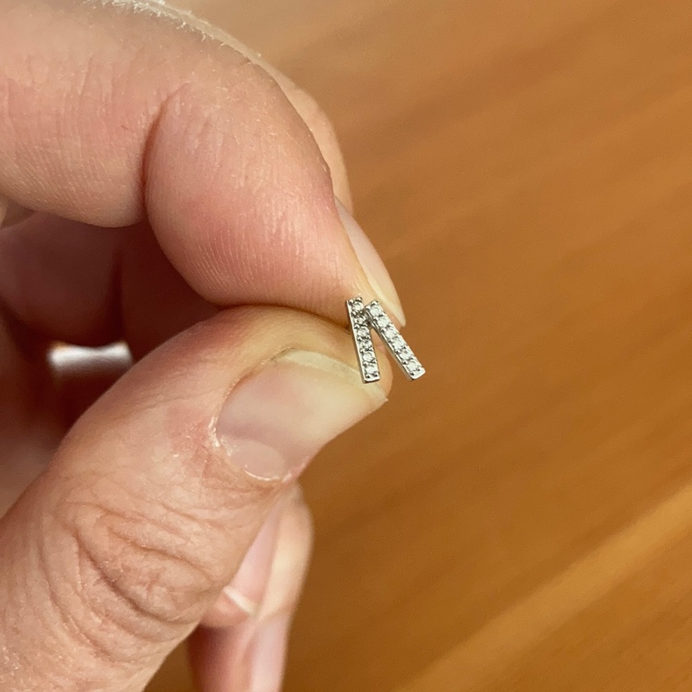 Tai silver diamond pave CZ stick bar earrings